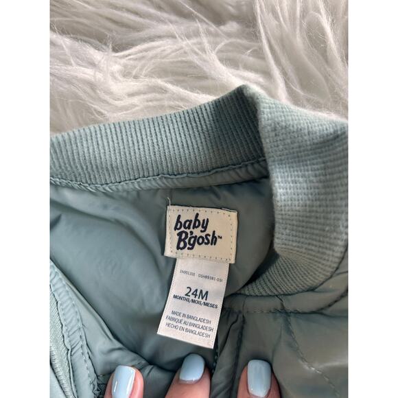 B’gosh NWT Baby Boy Quilted Full-Zip Bomber Jacket Outerwear Sage Green Size 24M - Picture 6 of 10